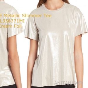 TROUVE Metallic Shimmer Tee Silver Foil